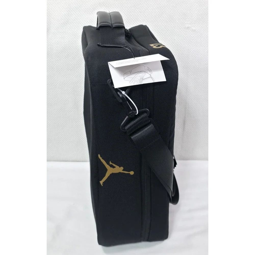 Nike Jordan Shoe Box Bag Black Gold Ventilated Lightweight Travel Carry On Case